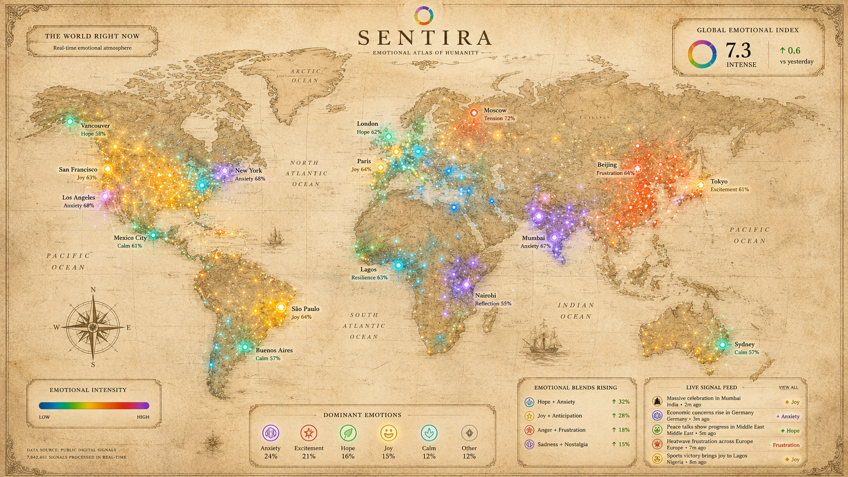World atlas — ROYGBIV deviation map